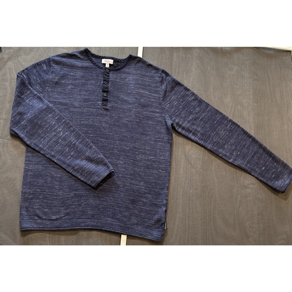 Calvin Klein Men's Size XL Long Sleeve Henley Thermal Shirt Blue